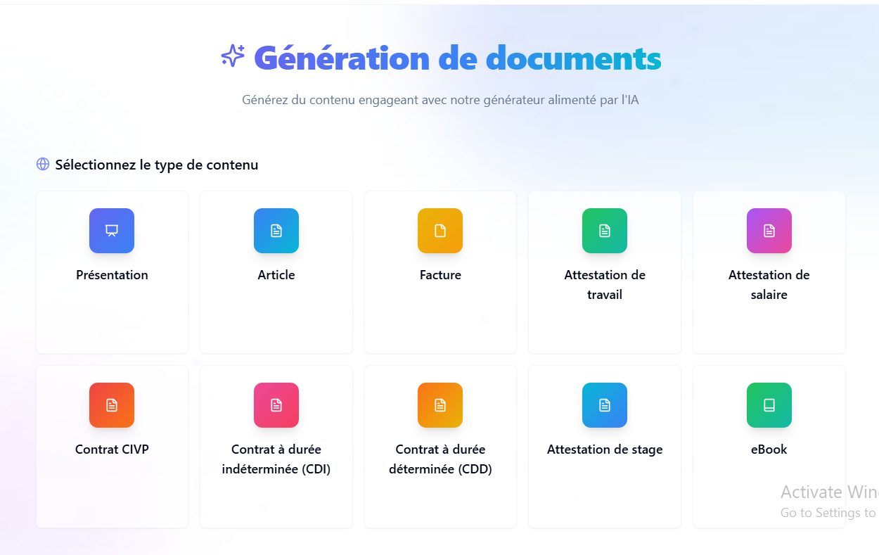 Génération de documents et de contenu IA